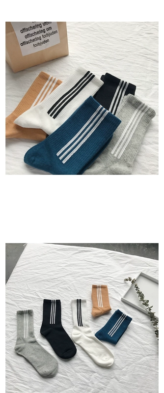 Fang Shao quần áo nam phiên bản Hàn Quốc của đôi tất mùa xuân vớ cotton thời trang ba thanh để giữ ấm vớ vớ nam xu hướng hoang dã