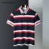 Yibangu giặt thường xuyên áo thun ngắn tay nam rộng cỡ lớn áo polo béo sọc mùa hè áo thun đỏ - Polo áo polo đỏ Polo