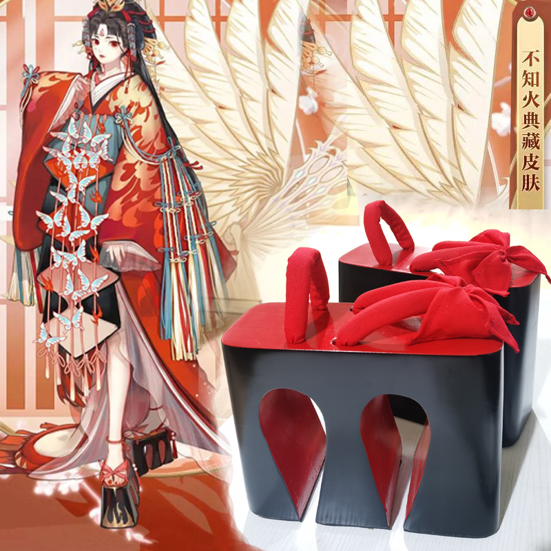 Paulownia Solid Wood Clogs Slippers Onmyoji Inshougo Cos Shoes Ssr Onmyoji Butterfly Step of Elegance 20cm Ultra-High Quality