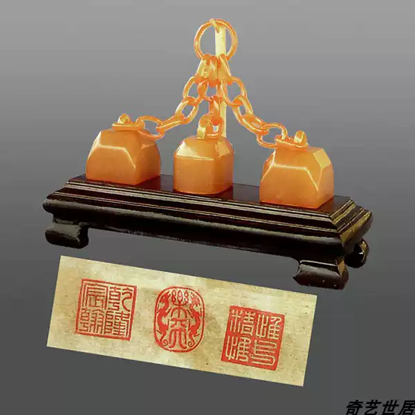福建壽山石手工仿田黃印章乾隆三聯璽復刻收藏-Taobao-Tmall