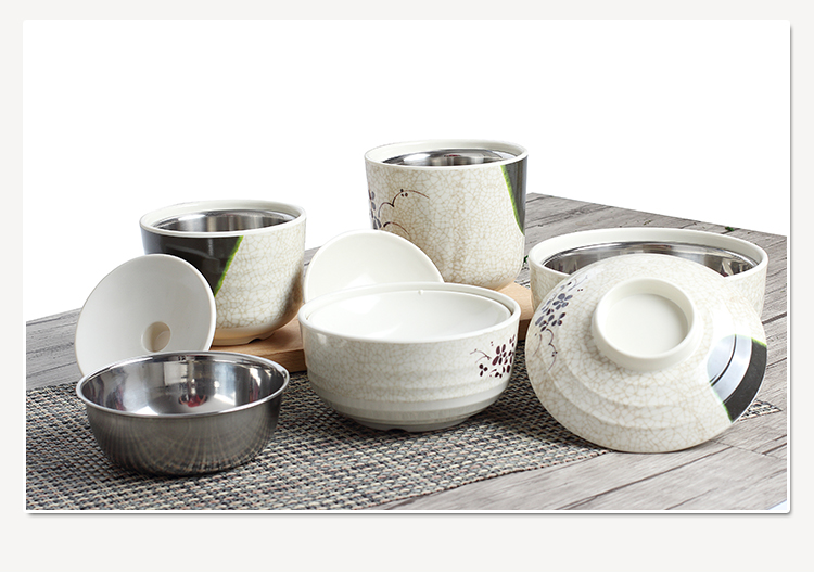 Súp sen xanh melamine Bộ đồ ăn melamine thực sự Kung Fu hấp trứng hầm hầm súp bát có nắp bát mì ăn liền bát nhựa khay đựng thức ăn