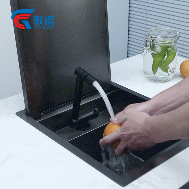 Singing Invisible Sink with Slow-Drip Cover, Damping Hidden Bar Counter Island Sink, Small Sink, Mini Rv Countertop Basin