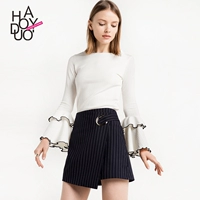 Haoduoyi gió lạnh ins cô gái thời trang tay áo ngọt ngào kèn rắn màu trùm đầu chạm đáy áo len phụ nữ - Đan Cardigan áo cardigan