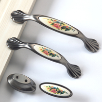 Euromoo Style Crackle Ceramic Handle Cabinet Furniture Drawer Wardrobe Door Fields Park Imitation Ancient Turquou Hardware Handle