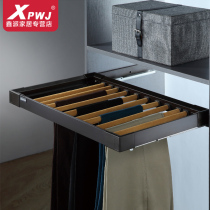 Euromodamping Cushion Pull-out Pants Rack Wardrobe Hardware Checkered Cloakroom Storage Basket Metal Trousers Rack Clotheshorse