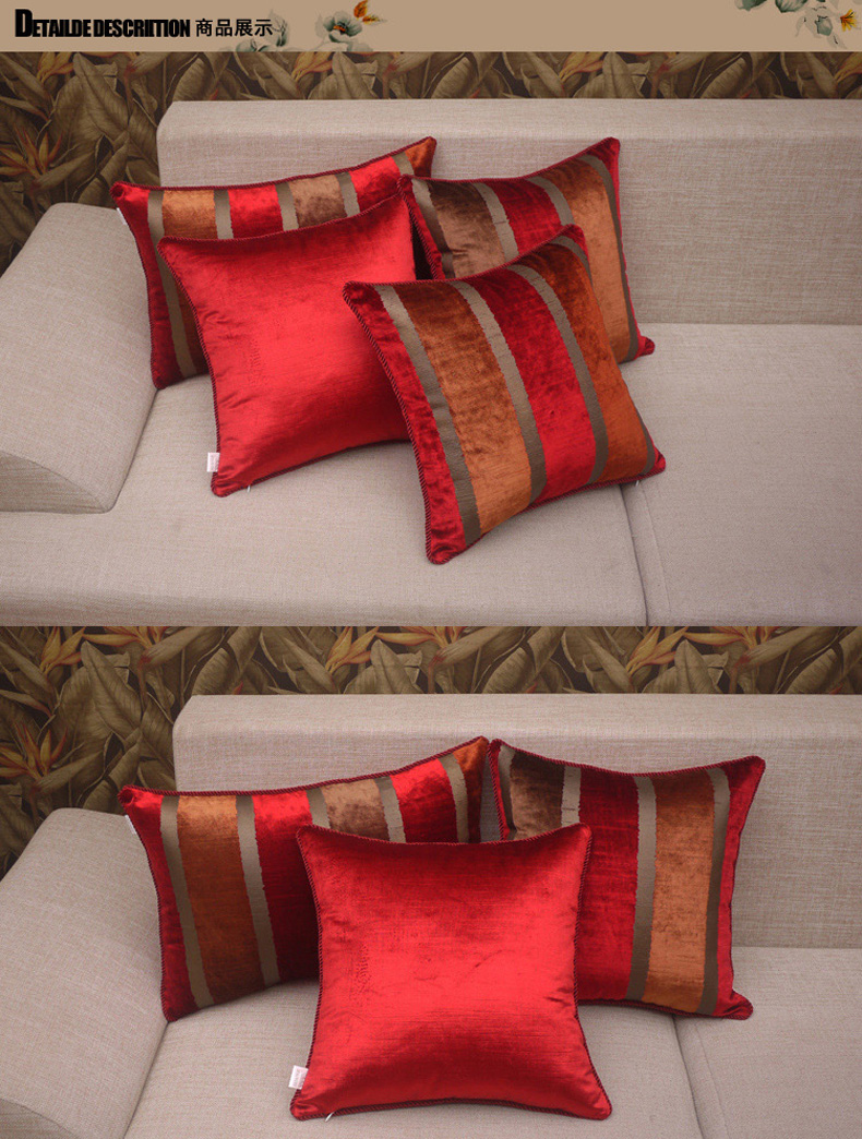 Màu đỏ thanh lịch sọc châu Âu đầu giường lớn sofa lưng gối gối với lõi đệm bao tùy chỉnh - Trở lại đệm / Bolsters gối sofa đẹp