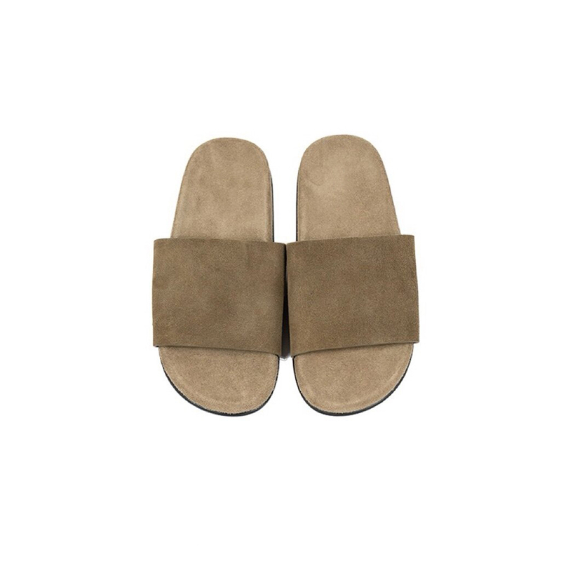 Lanxiaoran First-Layer Cowhide Lazy Slippers Row Style Simple Casual Slip-On Slippers for Outdoor Wear