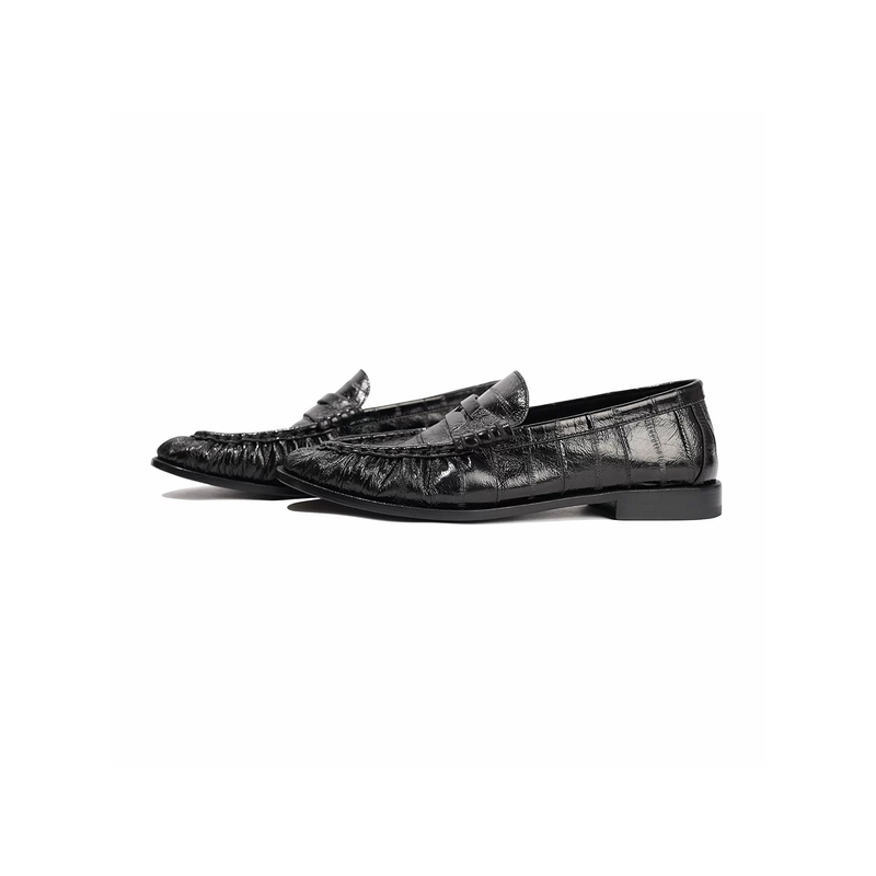Lanxiaoran Pearlescent Old Money Style Pointed Toe Eel-Pattern Leather Shoes Slip-On Super Soft Casual Loafers Lanxiaoran Pearlescent Old Money Style Pointed Toe Eel-Pattern Leather Shoes Slip-On Super Soft Casual Loafers
