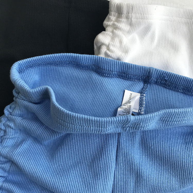 Châu Âu và Hoa Kỳ phụ nữ mới dây rút eo cao là sợi mỏng dệt kim cotton túi chặt hông quần short thể dục - Cộng với kích thước quần áo áo thun tay dài nữ