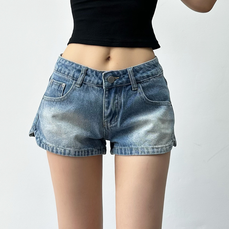 Summer Magic Pants! Hot Girl Side-Slit Low-Waist Denim Shorts, Slim Fit, A-Line Wide-Leg Hot Pants for Women