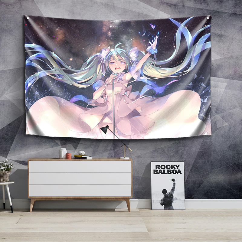 Đọc thuộc lòng yếu tố thứ hai vải nền Hatsune treo vải tường vải neo mạng phòng ngủ màu đỏ cô gái tấm thảm trang trí khăn trải giường - Tapestry thảm treo đầu giường
