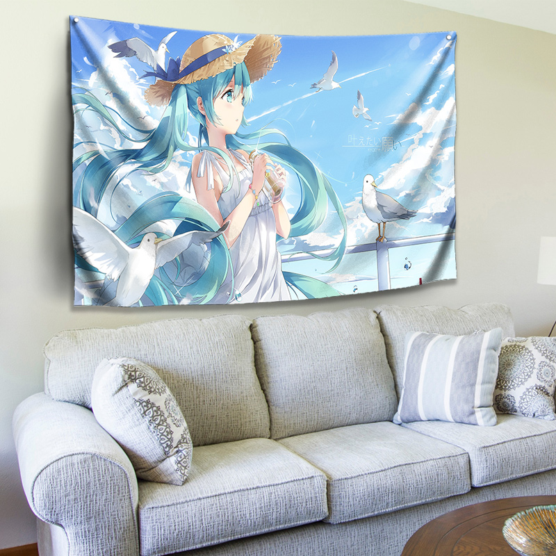 Đọc thuộc lòng yếu tố thứ hai vải nền Hatsune treo vải tường vải neo mạng phòng ngủ màu đỏ cô gái tấm thảm trang trí khăn trải giường - Tapestry thảm treo đầu giường