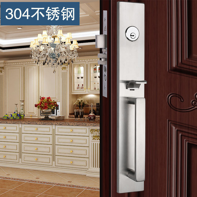 Door lock 304 stainless steel door lock villa door lock handle double door anti-theft door lock American lock