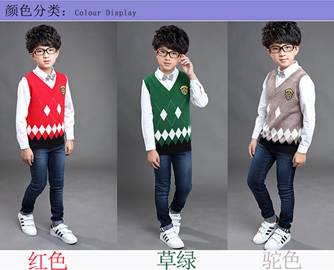 18 chàng trai áo len cổ chữ V trẻ em dệt kim cashmere len vest trẻ em áo len học sinh mùa xuân và mùa thu vest áo gile thu đông bé gái