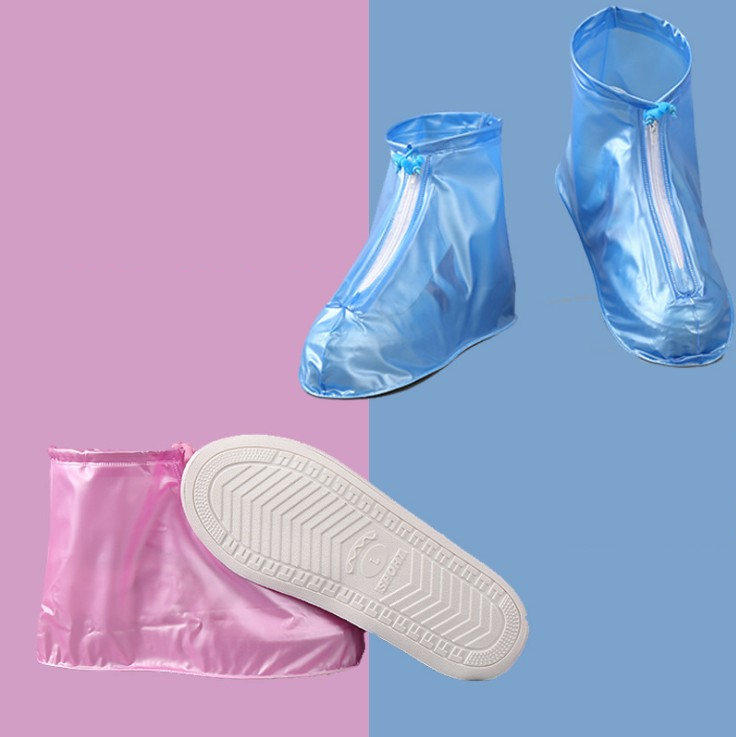 Outdoor Touristic Thickening Anti-Slip Rain Shoes Cover Travel Sport Super Waterproof High Cylinder Magic Sticker Rain Boots Cover White