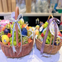 (Heart Yo-yo) Spring Water Fruit Basket Imitation Vine Hand Basket Upscale Gift Gift Gift Box Pedalling Green Fruit Basket Basket