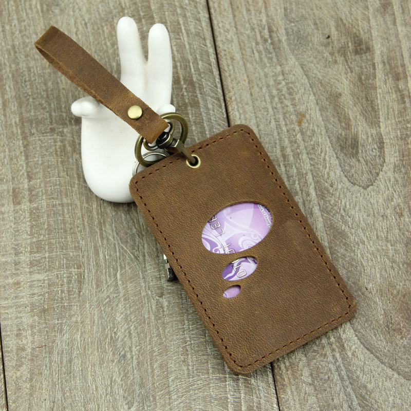 Handmade Mad Mapi Leather Head Layer Bull Leather Bag Subway Bus Card Bank Card Bank Card Leather Cover Retro Art Single Card Small Card Bag