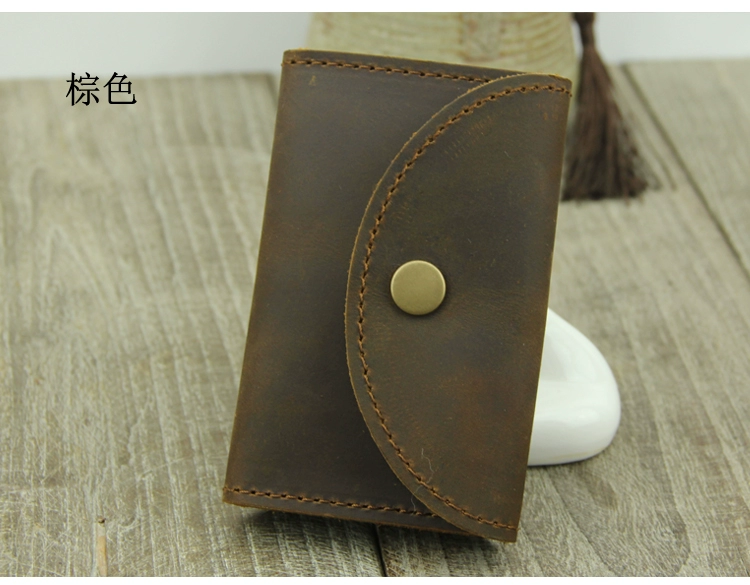 Handmade crazy leather leather bag bag dung lượng lớn thẻ da chuỗi đa chức năng có thể thay đổi cho nam giới