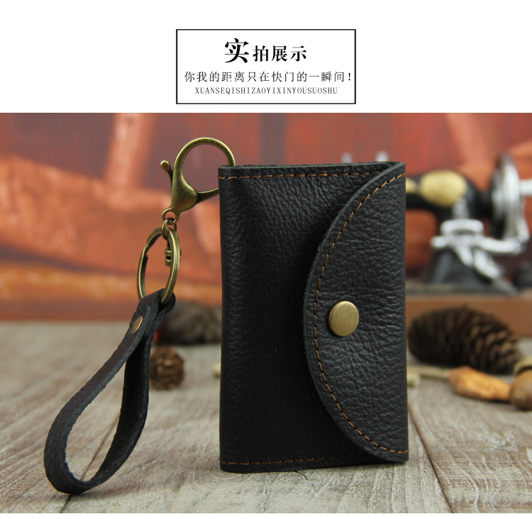 Thời xưa handmade túi chìa khóa công suất lớn nam da nữ gói thẻ xe chuỗi đa chức năng có thể được sử dụng để thay đổi túi đựng chìa khóa