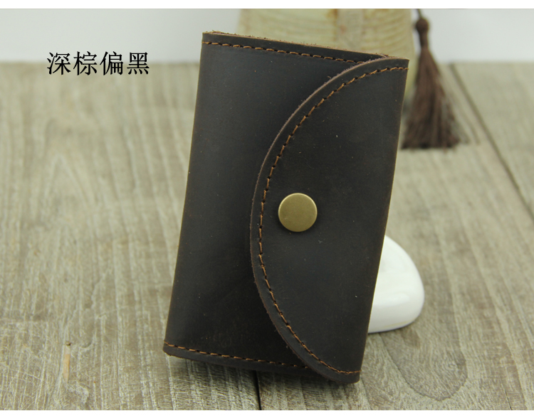 Handmade crazy leather leather bag bag dung lượng lớn thẻ da chuỗi đa chức năng có thể thay đổi cho nam giới ví đựng móc khóa