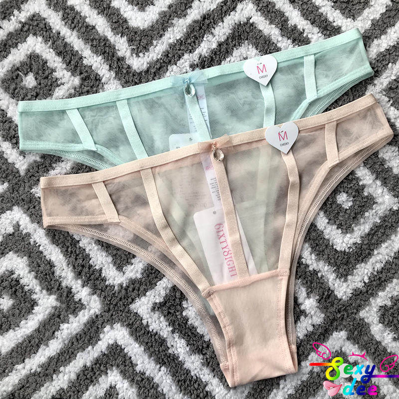 109 9元5条6ixty8ight专柜正品两色网纱吊钻丝带搭配三角内裤底裤