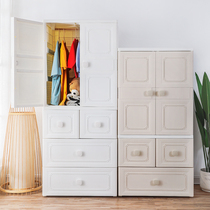 Eurostyle double door open baby containing cabinet Childrens wardrobe Baby lockers Drawer Plastic Finishing Cabinet Closet