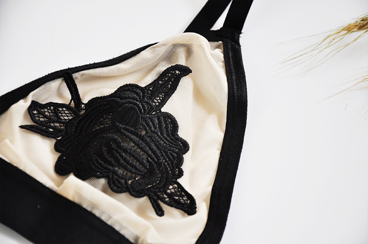 Châu Âu và Mỹ tam giác cup không có vòng thép bikini áo ngực thêu hoa cúc quan điểm gợi cảm phụ nữ đồ lót bikini đẹp
