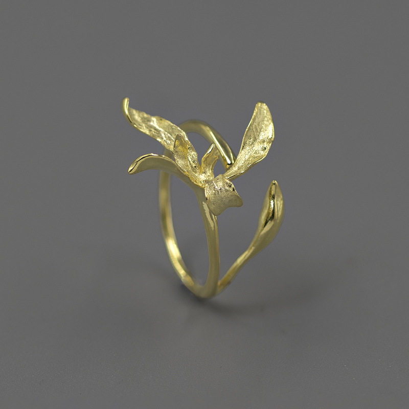 A LITTLE S925 Sterling Silver Orchid Ring
