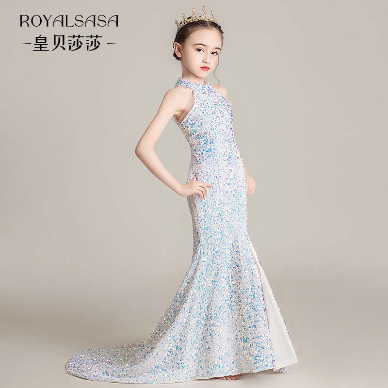 Children's dress 2021 summer dress new middle child host trailing model girl show Costume Princess dress