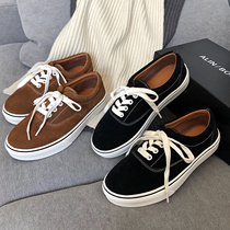 ALIN custom ins line shoe women street shoot 2018 autumn size suede leather board shoes wide foot fat mm