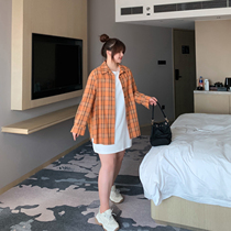 ALIN custom large size plaid shirt lapel jacket 2020 spring and summer new slim fat sister coat tide