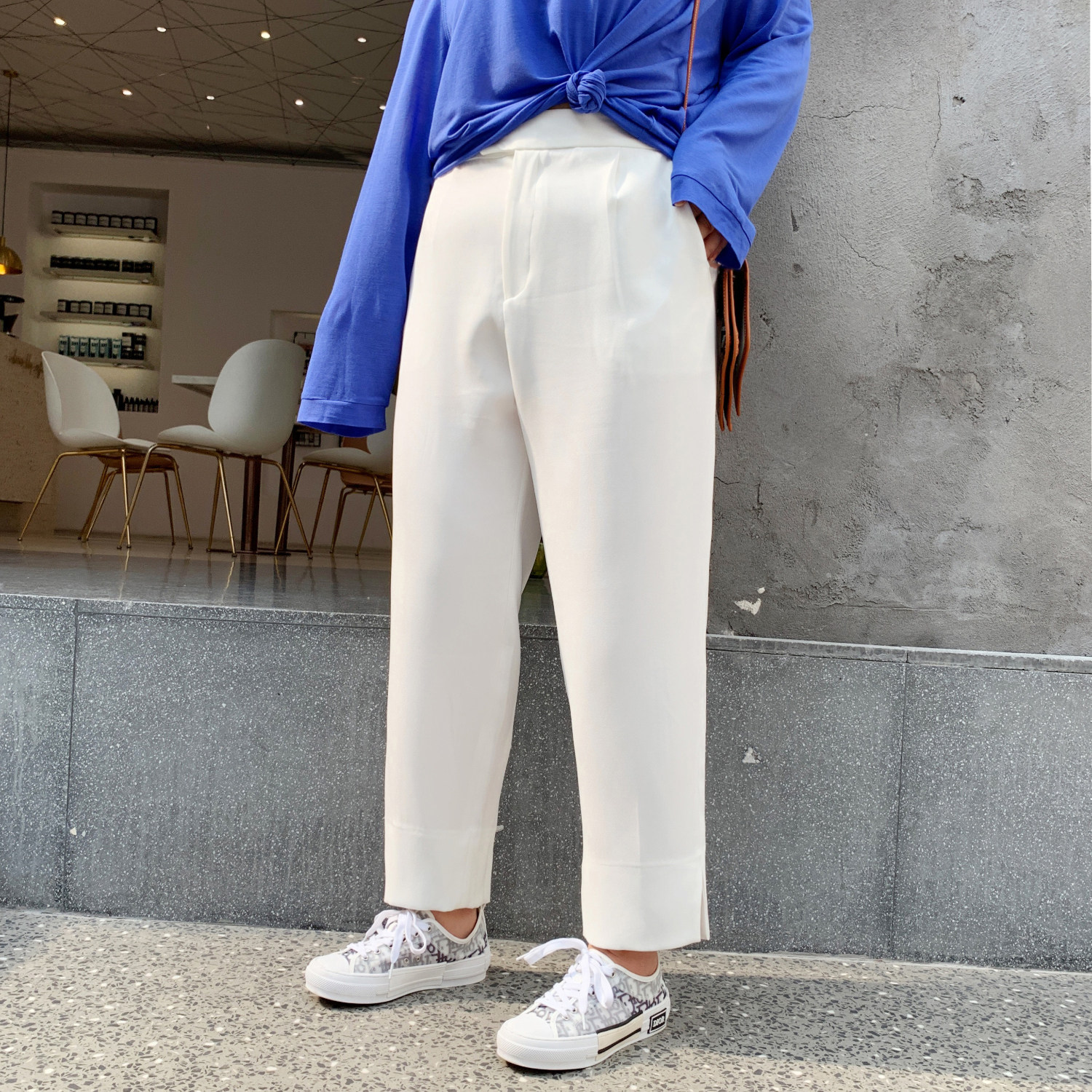 ALIN custom large size women's fat mm pants 2019 summer new loose skin-covering legs thick casual straight pants
