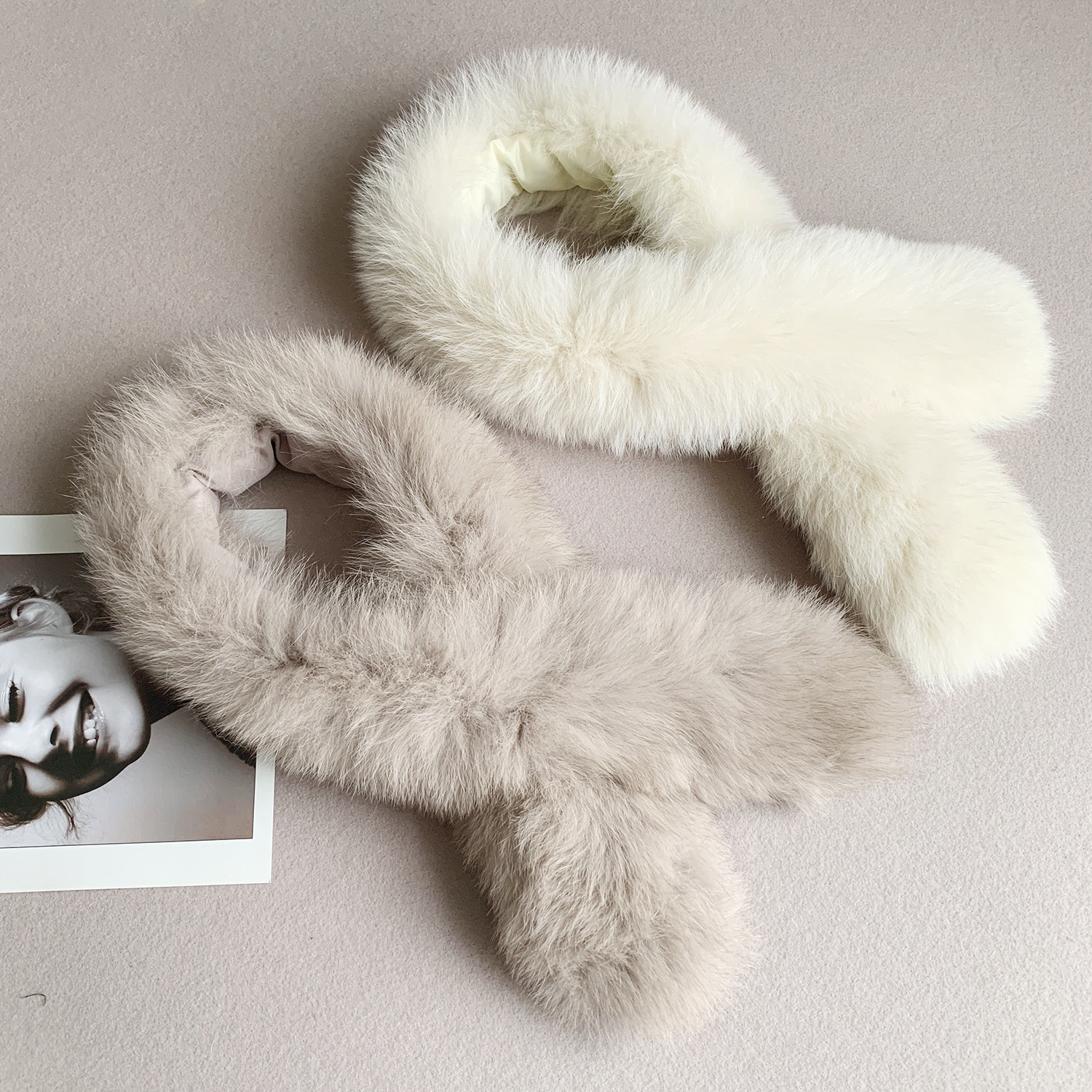 ALIN customizes large-scale women's clothing new lady winter warm double-sided real fox hair thickened neck collar