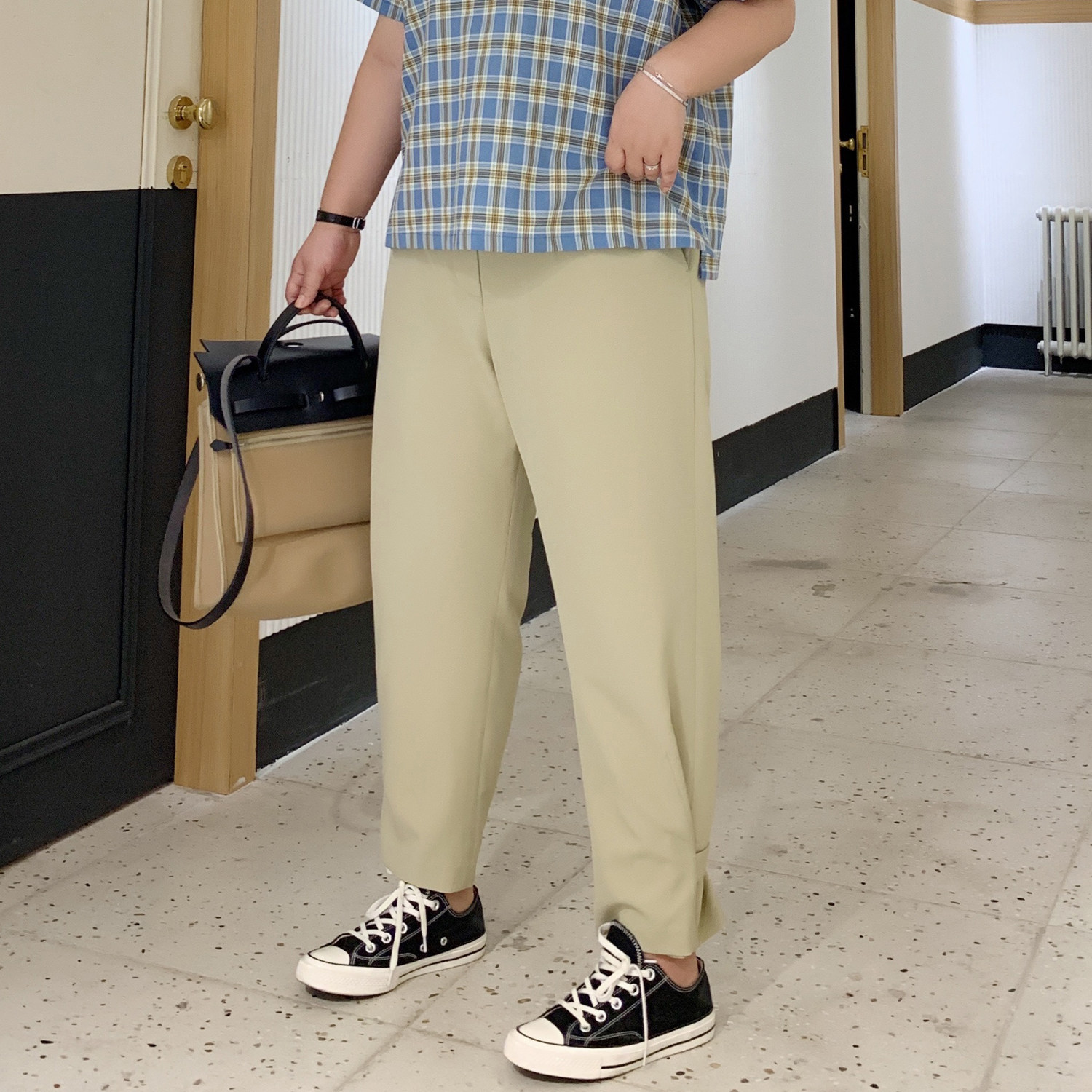 ALIN customizes large - yard women's fat mm pants spring and autumn 2020 new casual pants covered meat and lean suit pants