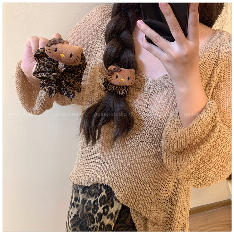 食颜派 豹纹Kitty大肠发圈【头绳发绳高级感发饰】【美式辣妹发圈】