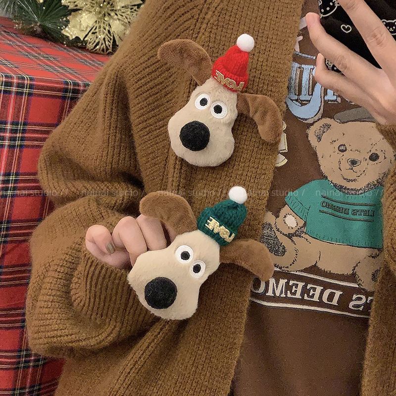 Palm Door Dog Brooch ~ Cute Red Hat Donkey Bag Kit Accessories Sweet And Cute Cartoon Doll Paparazzi-Taobao