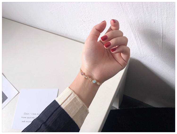 Siêu tiên nữ Hàn Quốc đơn giản vòng tay ngọc trai mặt trăng năm cánh sao zirconsen mã não sinh viên lừa đào tay trang sức - Vòng đeo tay Clasp vòng thạch anh tóc vàng
