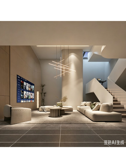 Italian Designer Villa Suspended Chandelier for Living Room and Dining Room, Duplex Apartment Living Room Linear Staircase Chandelier