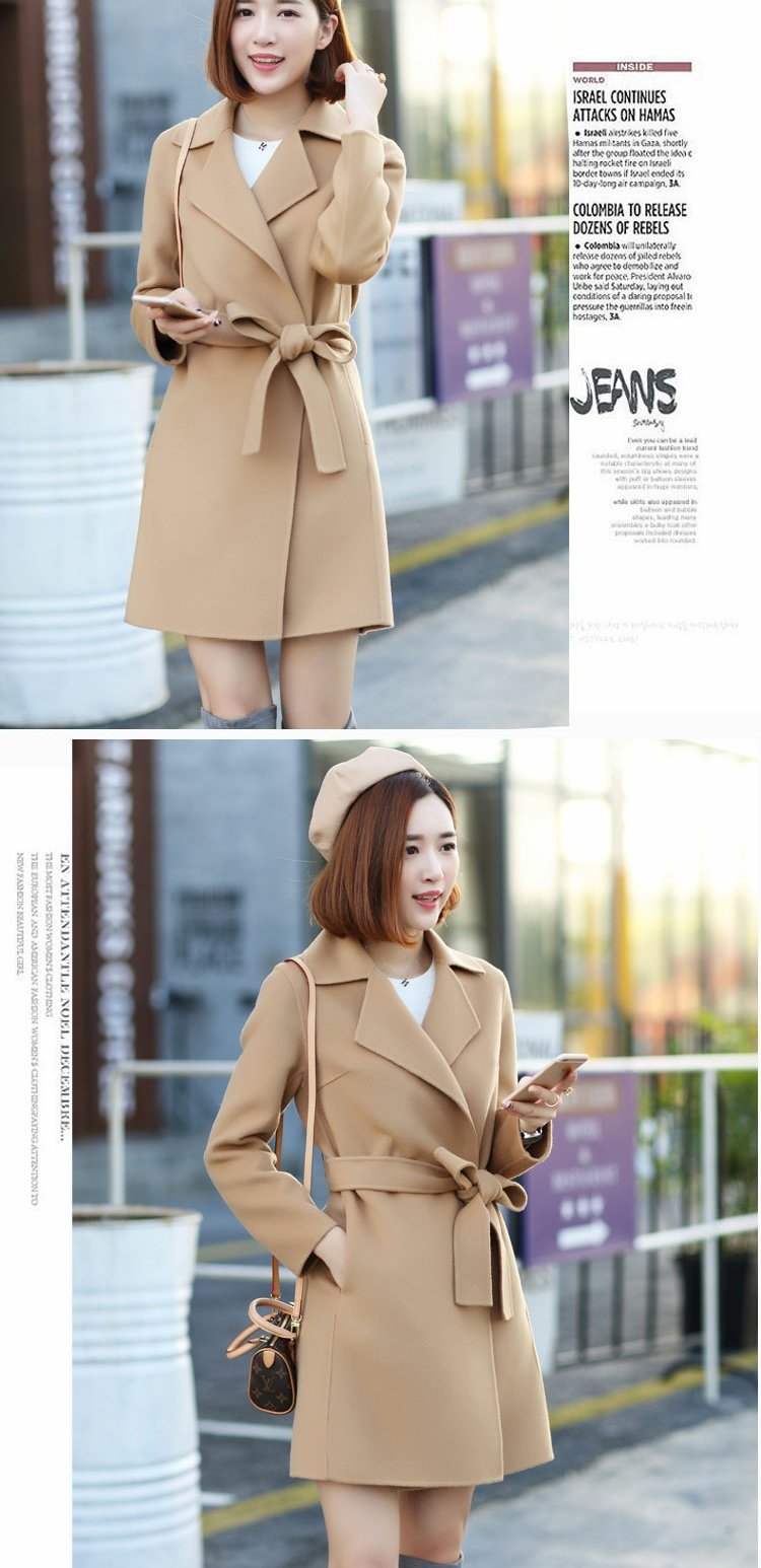 Áo khoác len cashmere hai mặt nữ 2018 mới dài phần phiên bản Hàn Quốc của áo len giảm béo eo mùa thu và áo len mùa đông áo dạ tweed dáng dài
