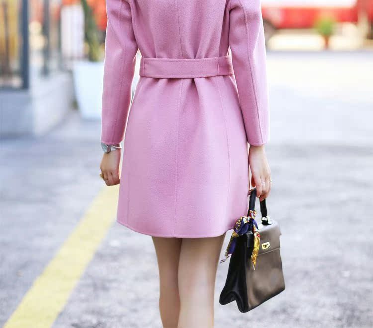 Áo khoác len cashmere hai mặt nữ 2018 mới dài phần phiên bản Hàn Quốc của áo len giảm béo eo mùa thu và áo len mùa đông áo dạ tweed dáng dài