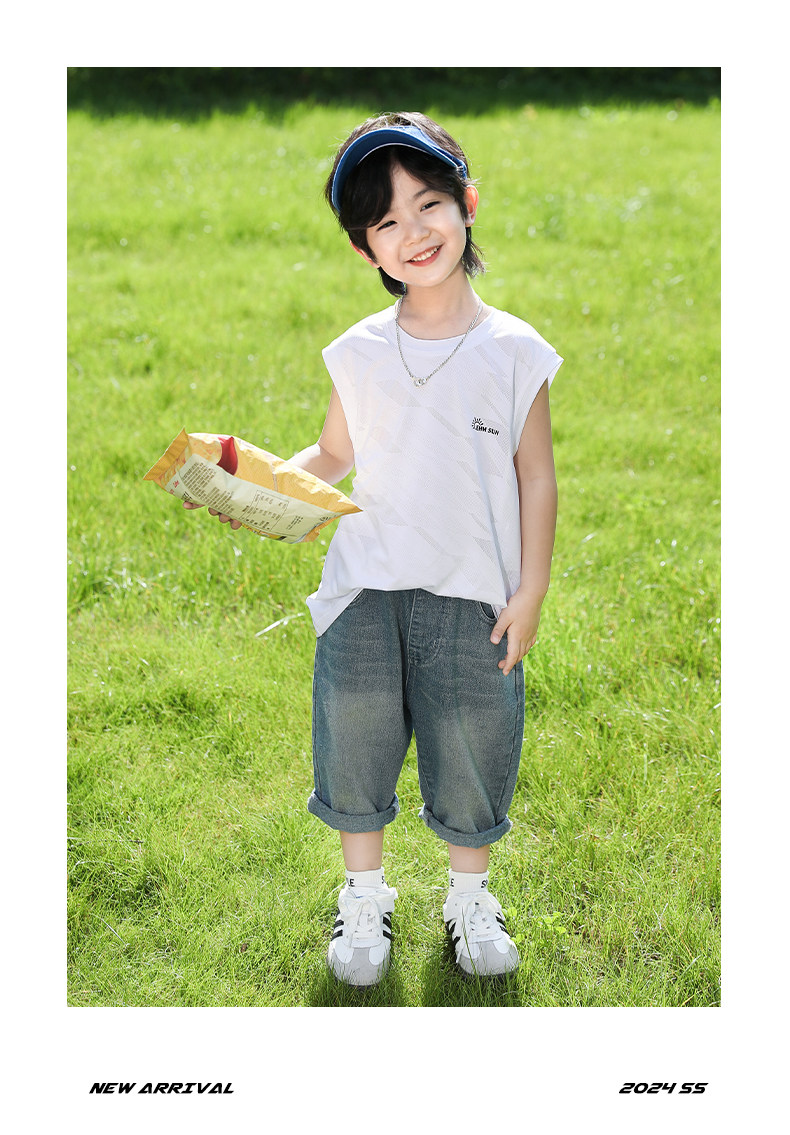小象汉姆童装男童运动背心2026新款儿童夏季网眼速干透气无袖T恤 — 32