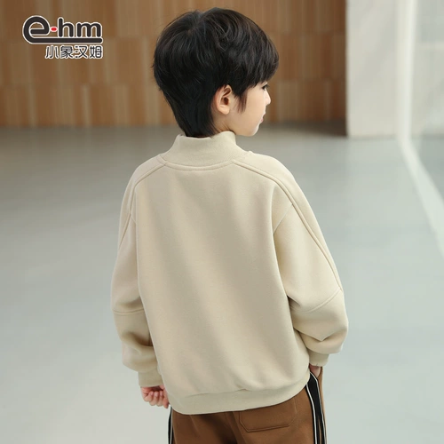 小象汉姆 Летняя одежда, бархатная детская утепленная толстовка, бархатный базовый приятный телу пуховик, высокий воротник