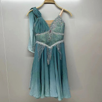 Danyiballet Blue Magic Ballet Show Long Silk Dress Competition Clothing Performance Professional Customization