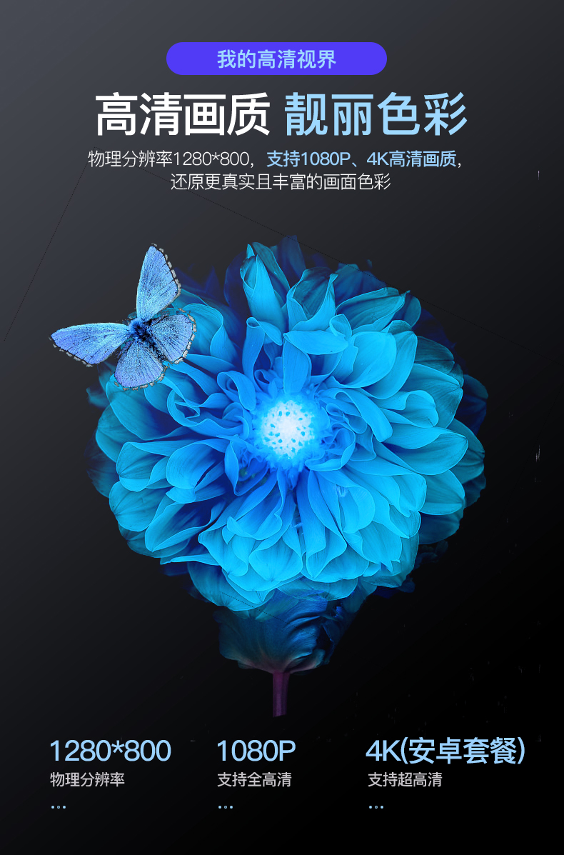 Máy chiếu gia đình HD 1080p4k wifi thông minh không dây 3D rạp chiếu phim gia đình điện thoại di động văn phòng máy chiếu di động