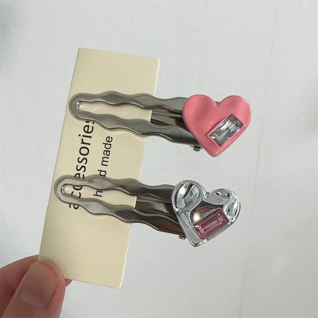 4 y2k girly style hair clips star love pink silver duckbill clip wavy edge clip super good clip