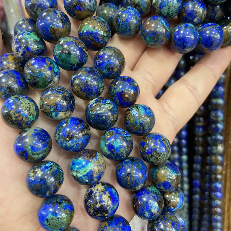 Good Material! Pure Natural A-Grade Azurite Round Beads Loose Beads DIY Beaded Bracelet Necklace Semi-Finished Product