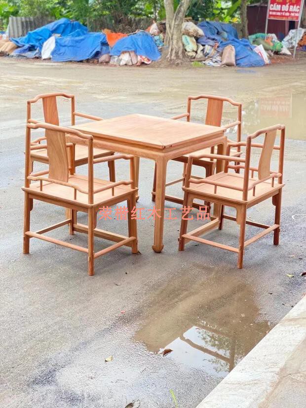 Vietnam Red Wood Furniture Myanmar Flowers Pear Big Fruits Purple Sandalwood Quadrilateral Table China Craft Panels Unique