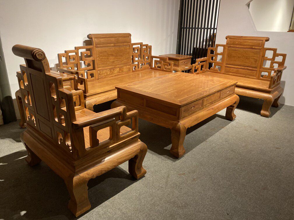 Vietnam red wood furniture big fruit purple sandalwood sofa big rich and expensive sofa six sets 1 2 3 panel open material 1 2cm