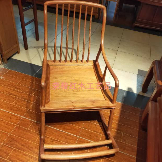 Vietnam's red wood furniture Myanmar flower pear finished product open material Custom rocking chair Domestic process tenon and mortise structure lengthened