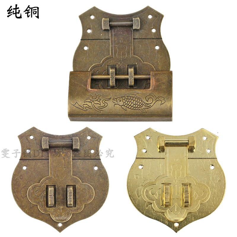 Brass Box Buckle 40*43MM Gift Box Accessories Box Buckle Buckle Wooden Box Buckle Brocade Box Copper Buckle Peach Heart Copper Buckle